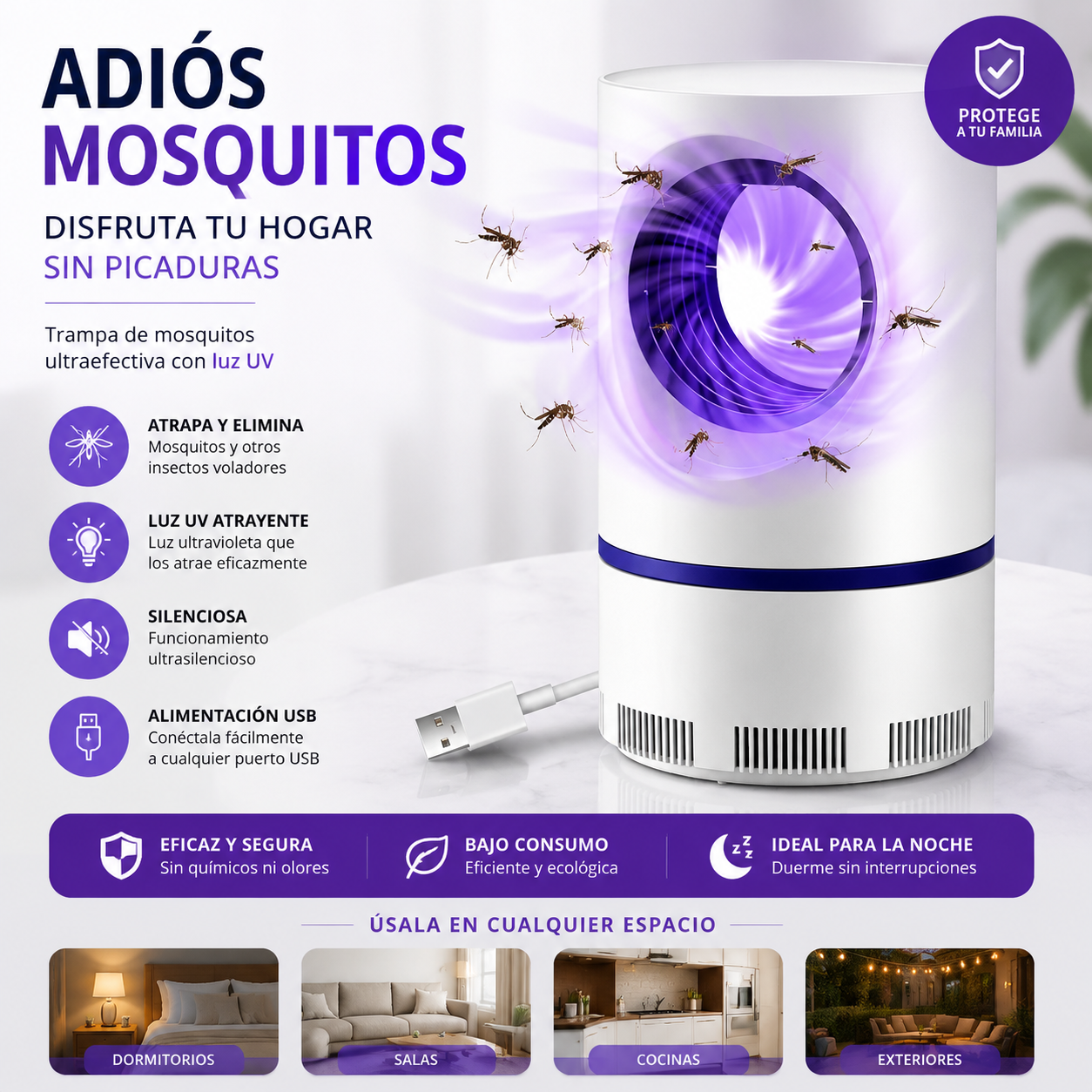 Lámpara Antimosquitos LED USB